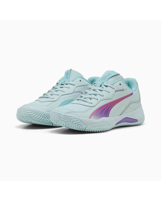 PUMA Blue Nova Smash Padel Shoes Peaceful/ Glimmer/Safe Lake