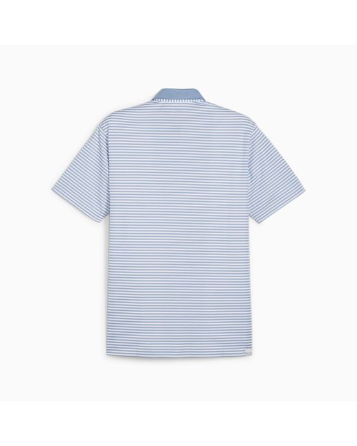 PUMA Blue Pure Stripe Golf Polo Shirt for men