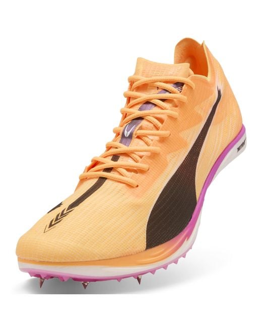 PUMA Orange Mid Distance Nitro Elite 3 Spikes Schuhe, Sun Stream/Pure/Schwarz