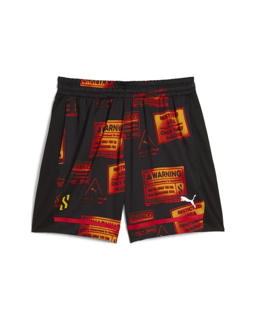 PUMA Red Scoot Caution All Jaws Basketball Shorts for men
