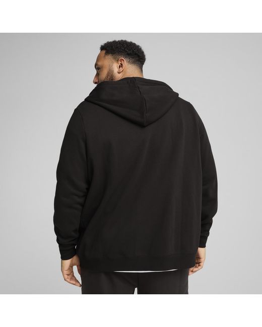 PUMA Black Essentials Logo Full-zip Fleece Hoodie for men