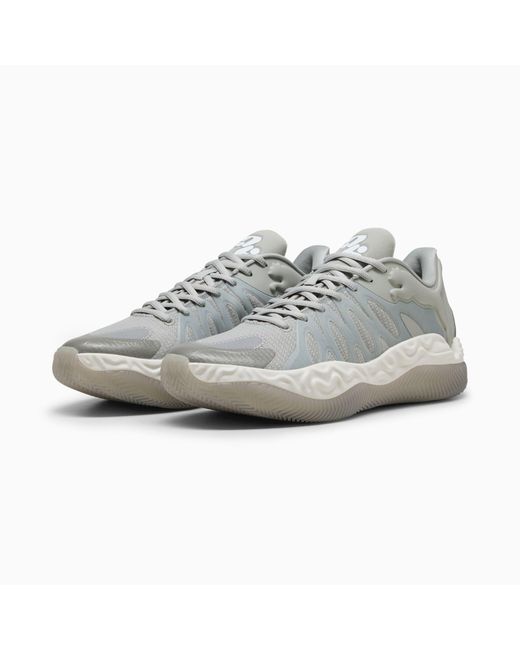PUMA Gray Hali 1 Smoke Basketball Shoes, Echo/Feather for men