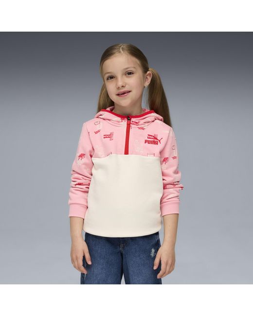 Sudadera Con Capucha Y Media Cremallera Little Runners Para Niños, Shop, Alpine Snow PUMA de color Pink