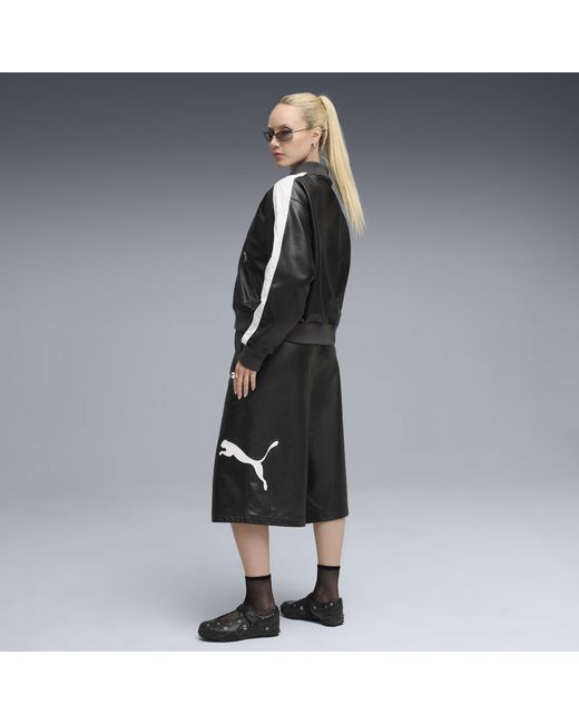 PUMA Black T7 Pleather Bomber Jacket