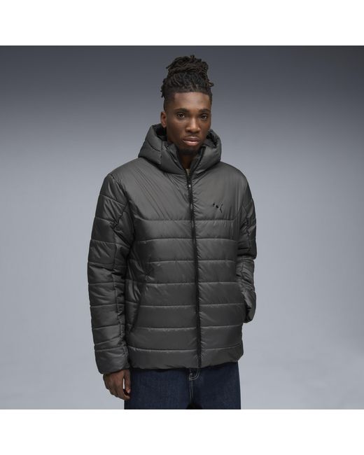 PUMA Gray Ess Hooded Padded Jacket for men