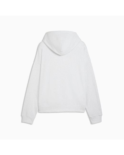 PUMA White Wardrobe Essentials Boxy Fleece Hoodie for men