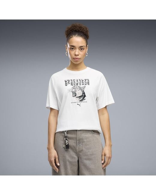 PUMA White Graphics Relaxed Animal T-Shirt
