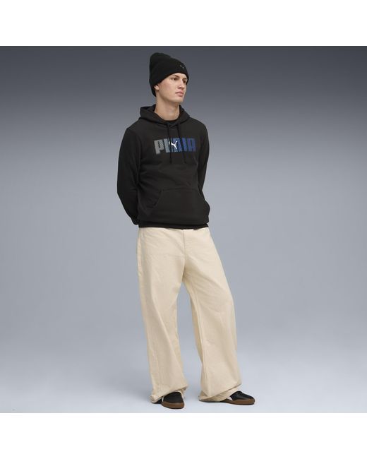 PUMA Black Essentials Logo Lab Fleece Hoodie for men