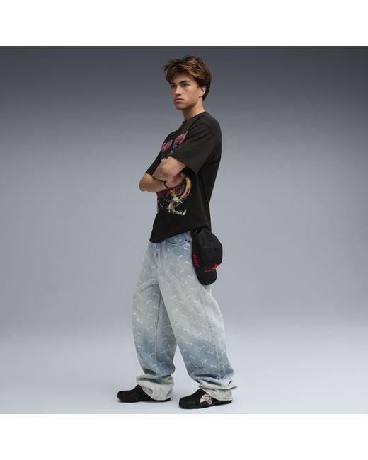 PUMA A$Ap Rocky X Laser Monogram Denim Hose Herren, Faded Denim/Aop in Blue für Herren