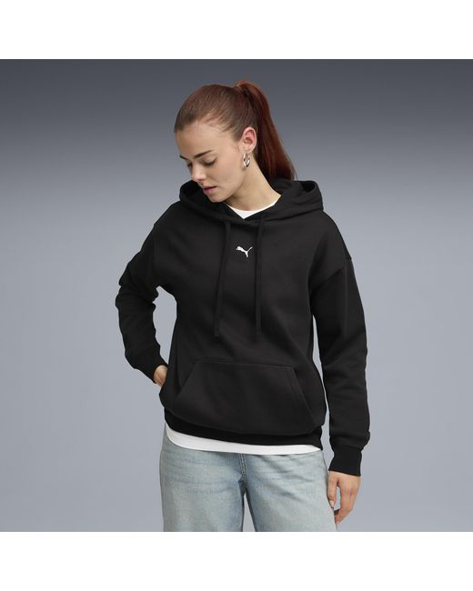 PUMA Black Essentials Fleece Relaxed Hoodie
