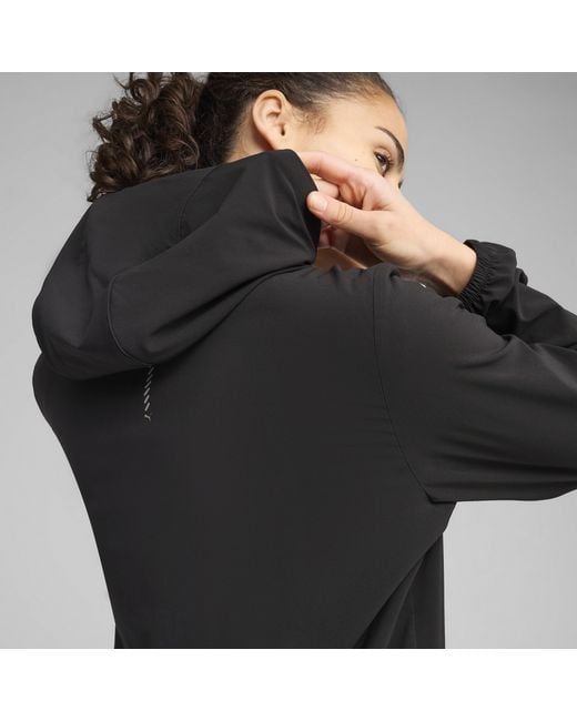 PUMA Black Run Velocity Hooded Zip-Up Running Jacket