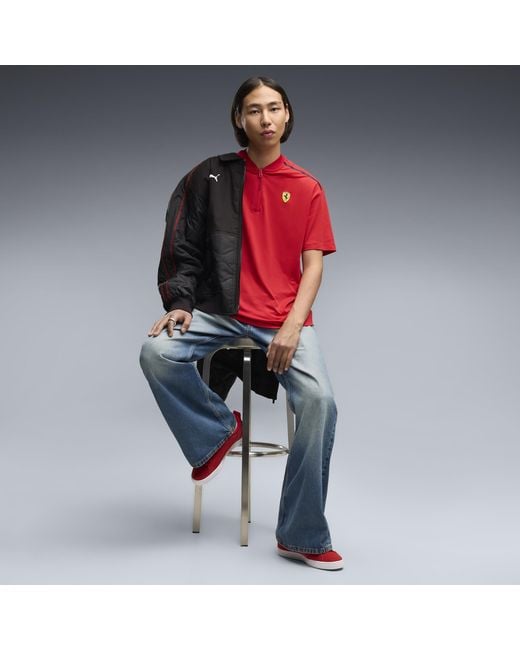 PUMA Red Scuderia Ferrari Premium Cloudspun Relaxed Polo for men