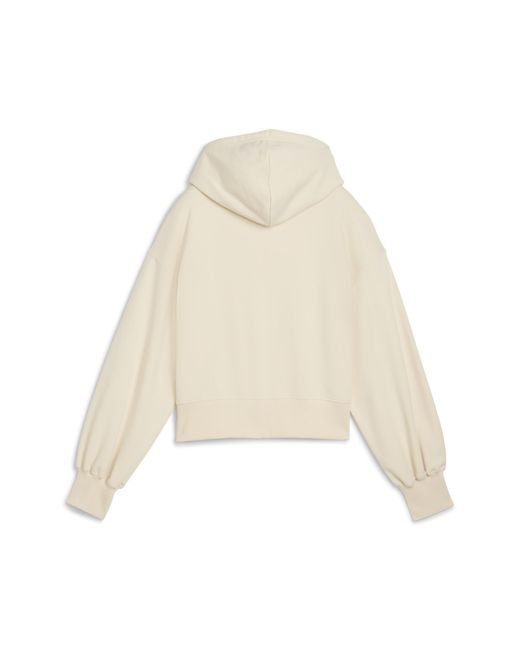 Sudadera Crop Con Capucha Holgada Leo Luxe Para Mujer PUMA de color Natural