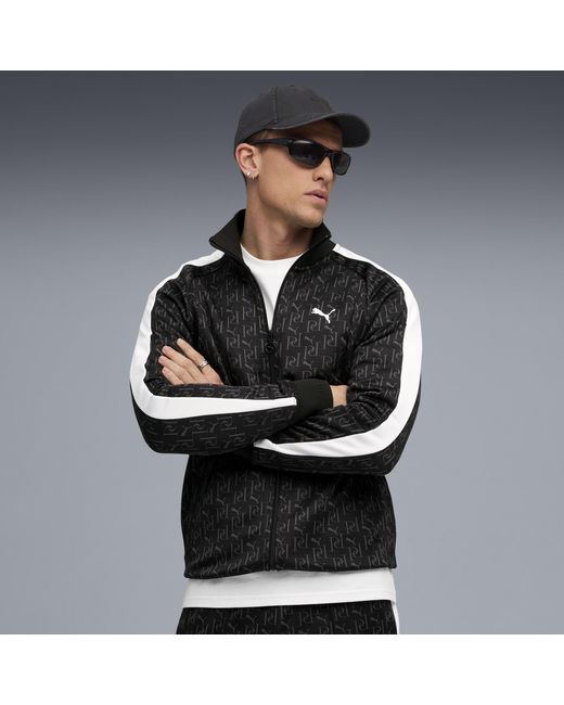 PUMA Black T7 All-Over Print Track Jacket for men