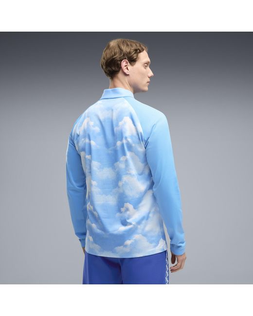 PUMA Blue Manchester City Quarter-Zip Warmup Top for men