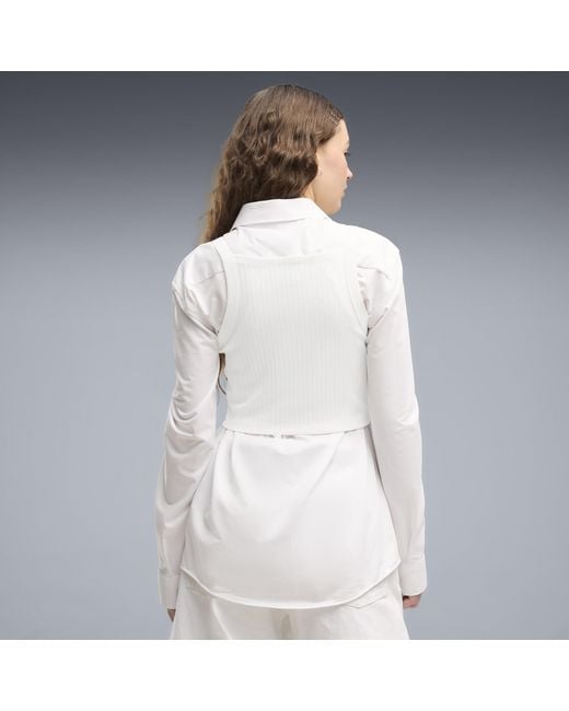 PUMA White Essentials Ribbed Crop Top