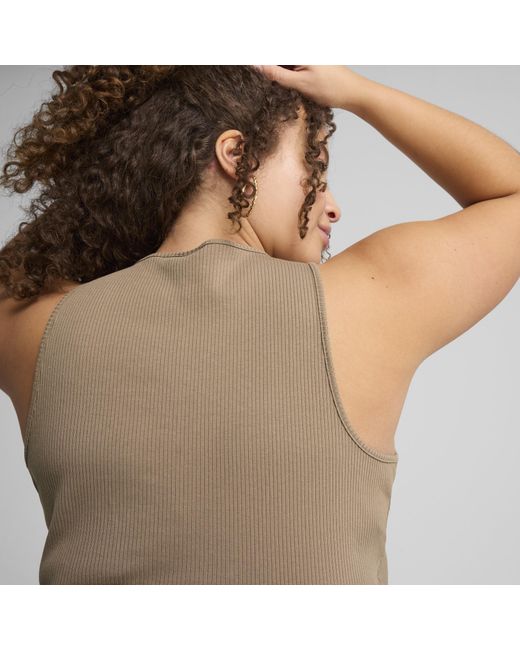 PUMA Brown WARDROBE ESS Geripptes Crop-Top