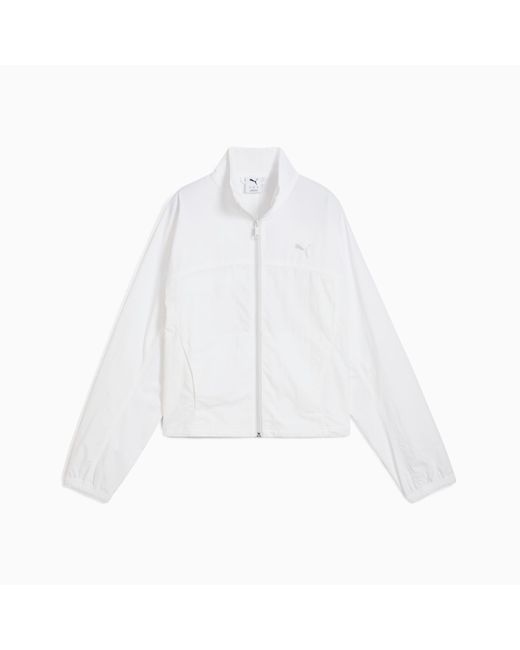 PUMA White Dare To Oversized Full-Zip Woven Jacket