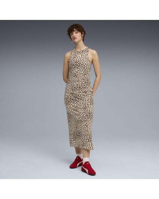 Robe Ajustée À Motif Intégral Leo Luxe PUMA en coloris White