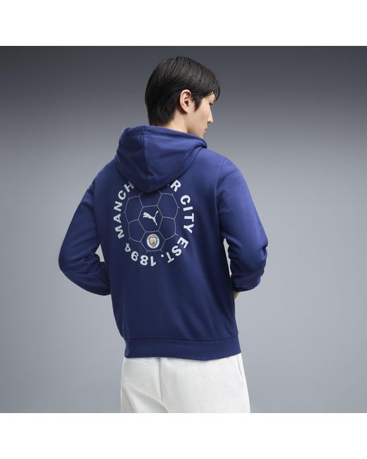 PUMA Blue Manchester City Ftblculture Hooded Jacket for men