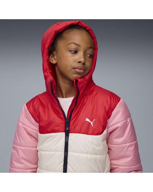 Chaqueta Acolchada Con Capucha Essentials Juvenil, Ropa, Blanco PUMA de color Red
