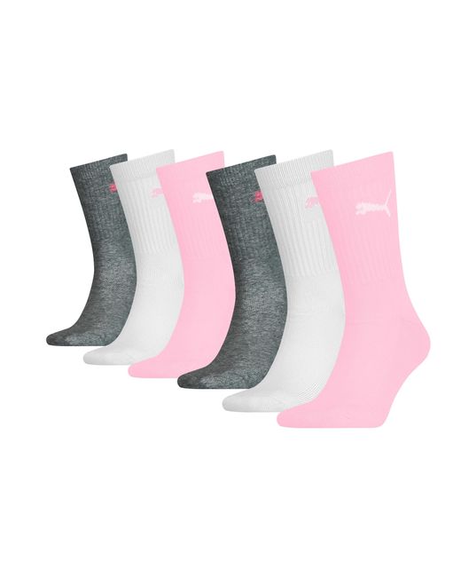 PUMA Pink Junior Classic Crew-Socken (6er-Pack)