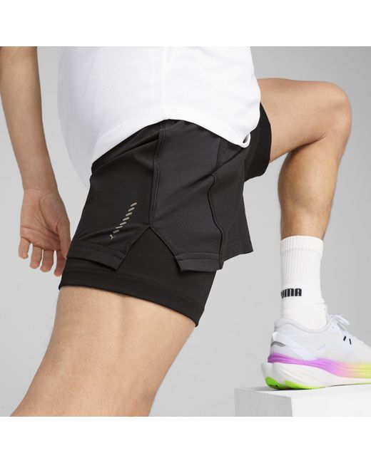 PUMA Black Velocity 2-In-1 Running Shorts for men