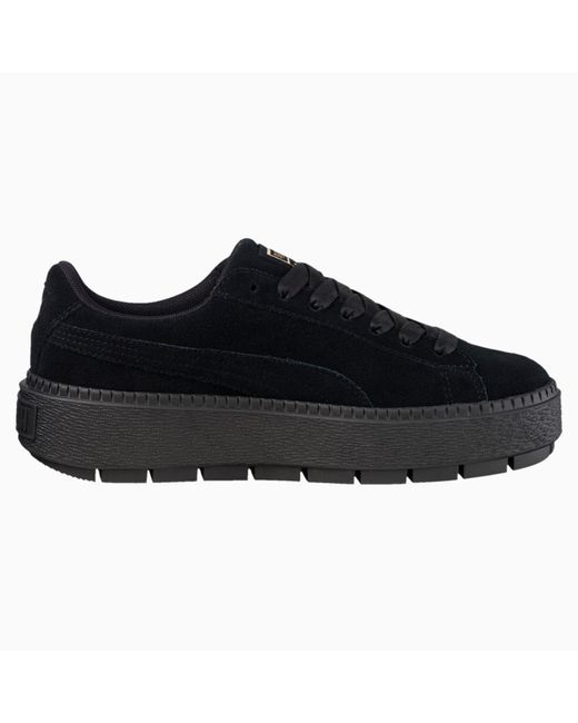 PUMA Suede Platform Trace Sneakers in Black | Lyst