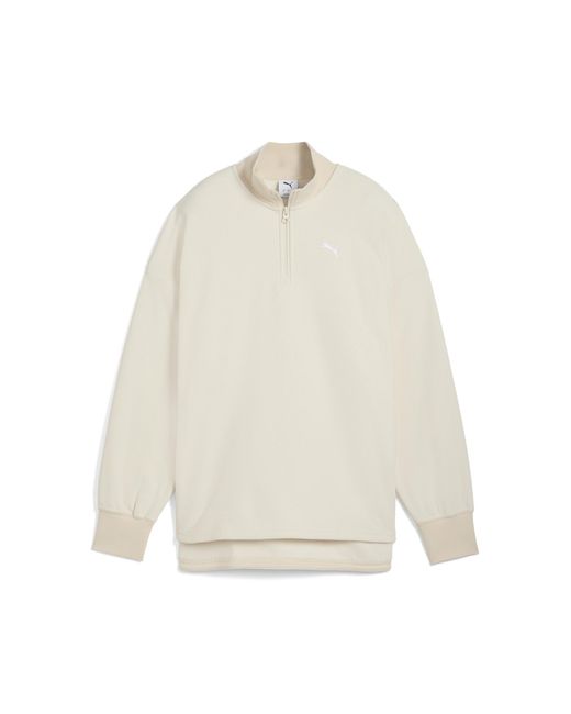 PUMA Her Oversized Wintertop Met Ronde Hals En Halve Rits Voor Maat in het Natural