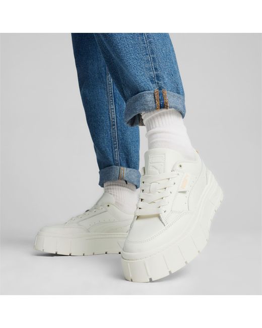PUMA White Mayze Stack Soft Sneakers