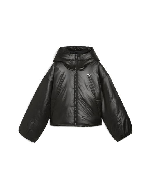 Giacca Imbottita E Lucida Con Cappuccio Wardrobe Essentials Da Donna, Abbigliamento, Nero di PUMA in Brown