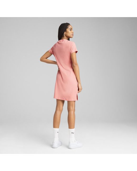 PUMA Pink ESS ELEVATED Geripptes Bodycon-Kleid