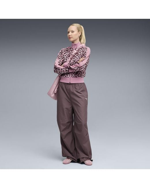 Chaqueta De Chándal Corta Con Estampado Integral T7 Leo Luxe Para Mujer, Ropa, Poised Rosa/Ruby Shimmer PUMA de color Pink