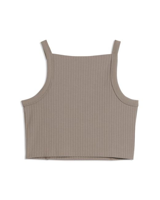 PUMA Gray Essentials Ribbed Tight Crop Top