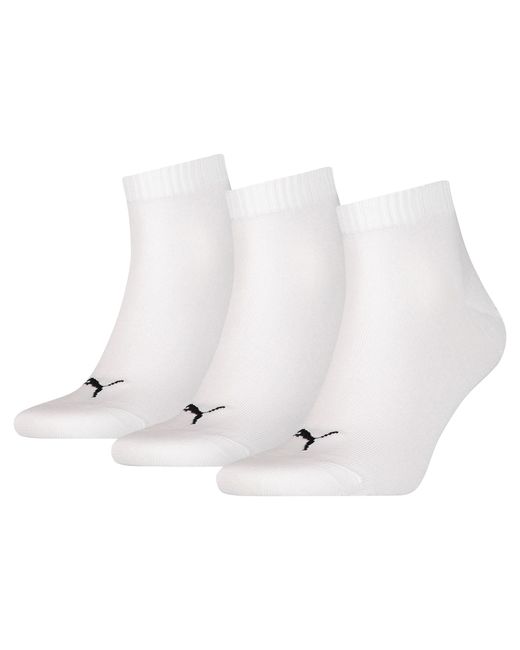 PUMA White Einfarbige Quarter-Socken 3er-Pack