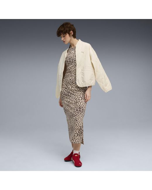 Robe Ajustée À Motif Intégral Leo Luxe PUMA en coloris White