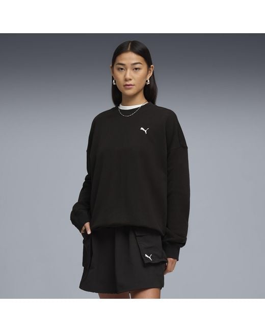 PUMA Black Wardrobe Essentials Oversized Sweatshirt