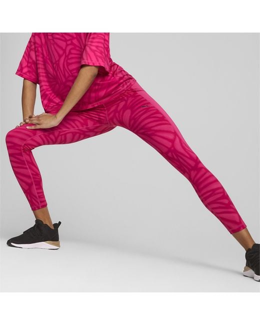 PUMA Favorite Printed High Waist 7/8 Training Leggings in Pink