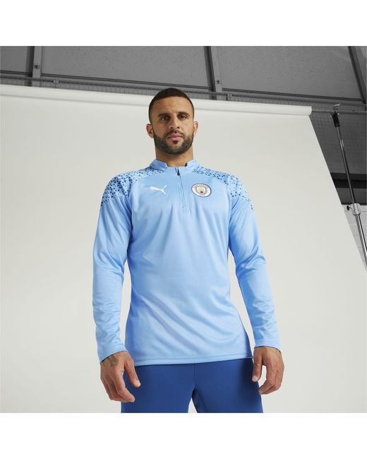 PUMA Blue Manchester City Football Quarter-zip Shirt for men