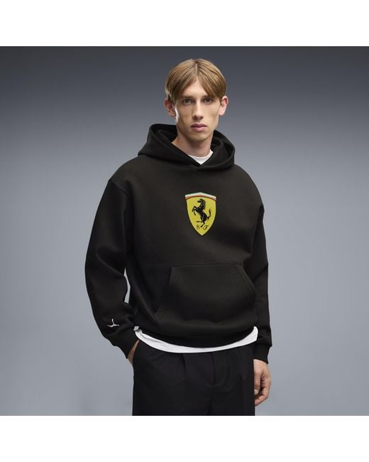 PUMA Black Ferrari Coloured Shield Fleece Hoodie for men