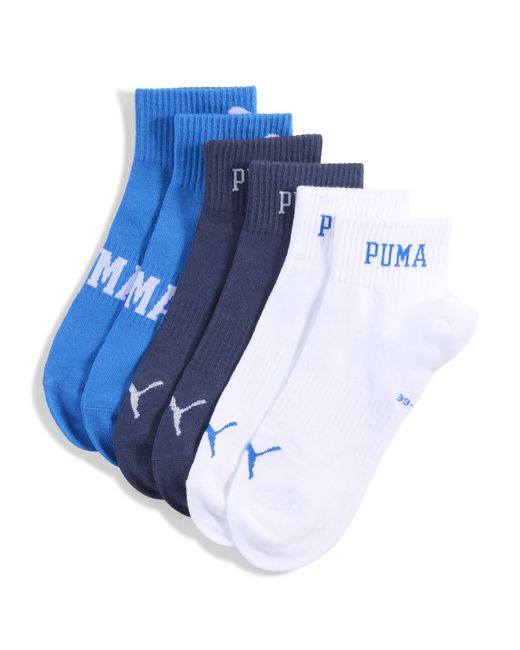 PUMA Uniseks Korte Sokken Met Logo (Set Van 3) Maat in het Blue