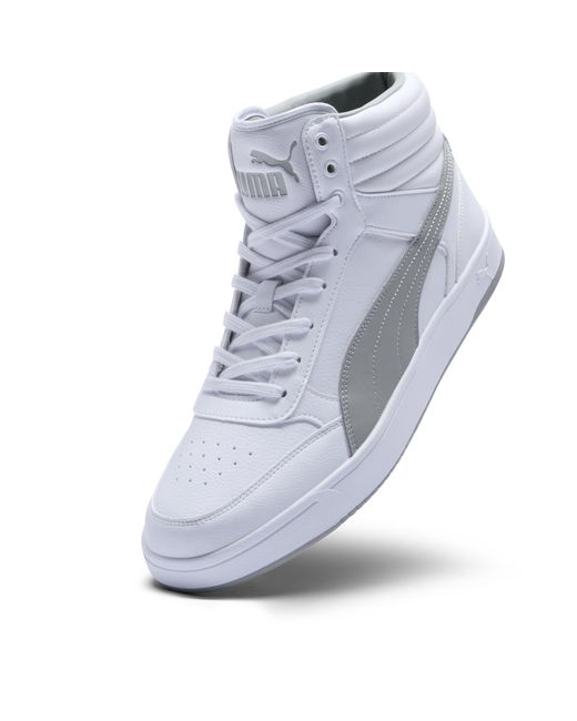 PUMA White Dribble Mid Top Sneakers for men