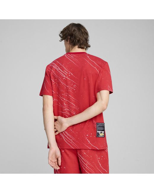 PUMA Scuderia Ferrari Hp Race Color Splash T-Shirt Mit Allover-Print Herren in Red für Herren