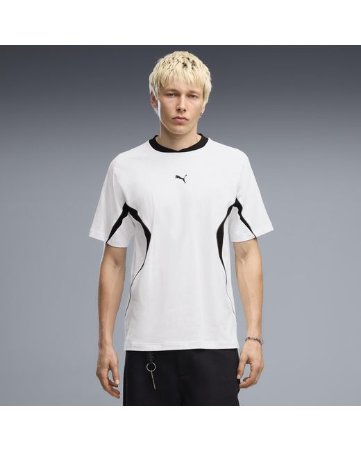 PUMA White Sport Relaxed Colourblocked T-Shirt for men