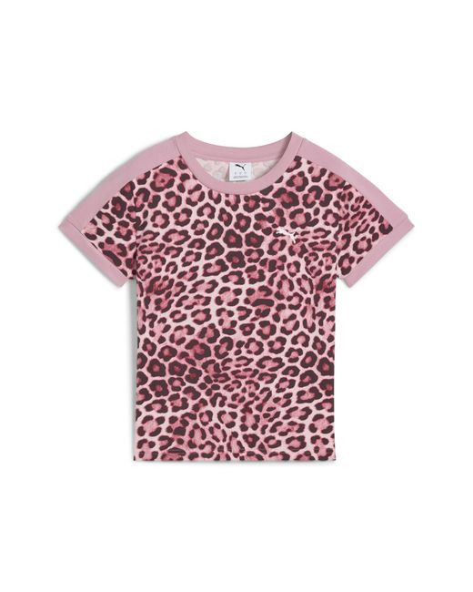 PUMA Red T7 Leo Luxe Slim T-Shirt Damen, Kleidung