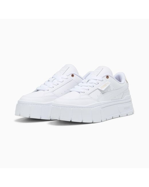 PUMA White Mayze Stack Soft Sneakers