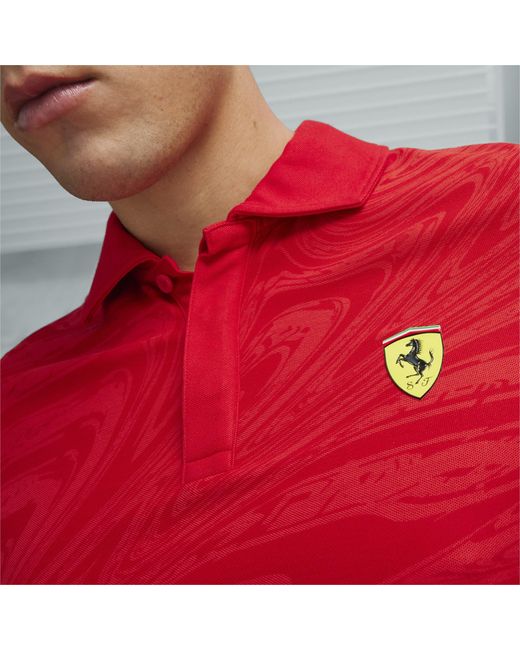PUMA Scuderia Ferrari Race Motorsport Poloshirt mit Grafik in Red für Herren