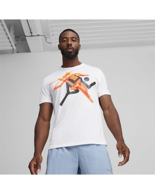 PUMA White Run "faster Icons" Graphic T-shirt for men