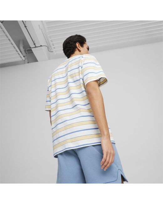 PUMA White Mmq Striped T-shirt for men