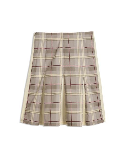 PUMA Natural T7 Pleated Tartan Midi Skirt